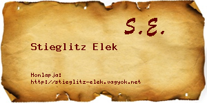 Stieglitz Elek névjegykártya